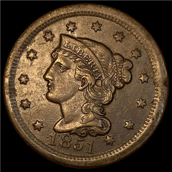 1851 Braided Hair Large Cent NEARLY UNCIRCULATED