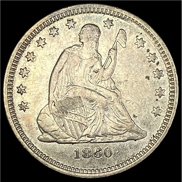 1860-O Silver Seated Liberty Quarter CLOSELY UNCIRCULATED