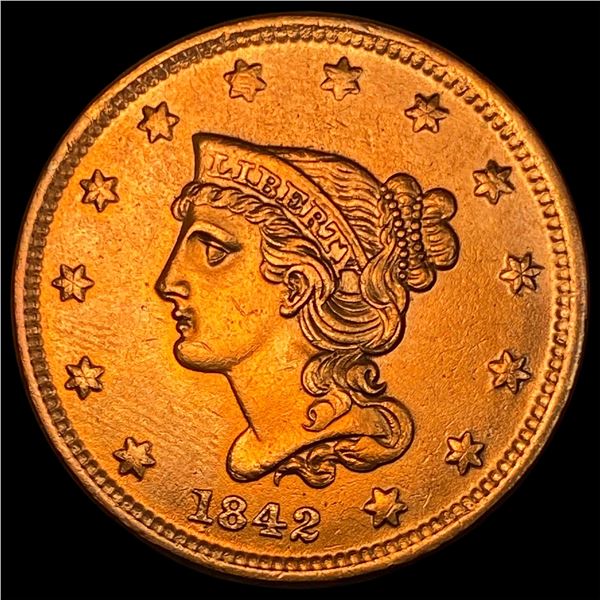 1842 Braided Hair Large Cent HIGH GRADE
