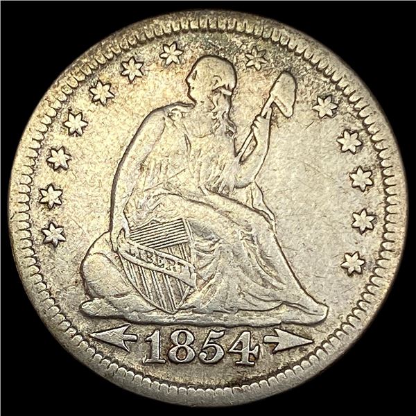 1854 Arrows Seated Liberty Quarter LIGHTLY CIRCULATED