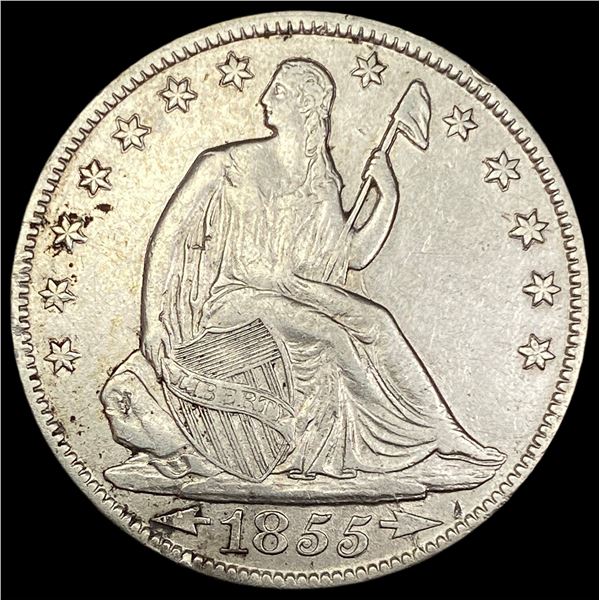 1855-O Silver Seated Liberty Half Dollar NEARLY UNCIRCULATED