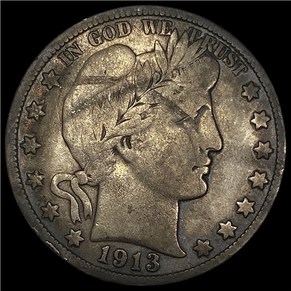 1913-S Silver Barber Half Dollar LIGHTLY CIRCULATED