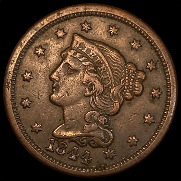 1844 Braided Hair Large Cent NEARLY UNCIRCULATED