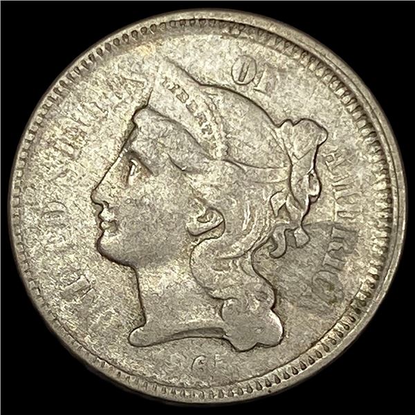 1865 Nickel Three-Cent Piece NEARLY UNCIRCULATED