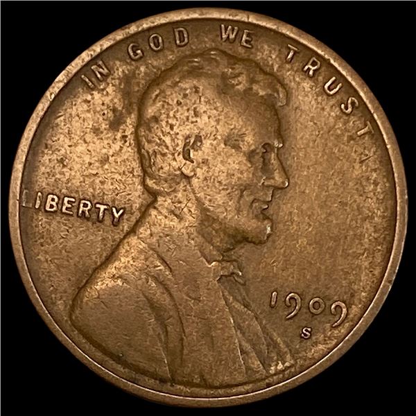 1909-S Lincoln Wheat Cent LIGHTLY CIRCULATED