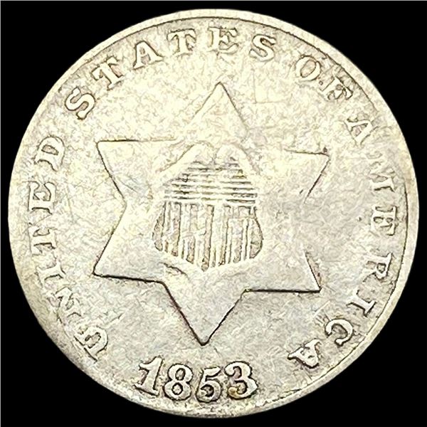 1853 Silver Three-Cent Piece LIGHTLY CIRCULATED