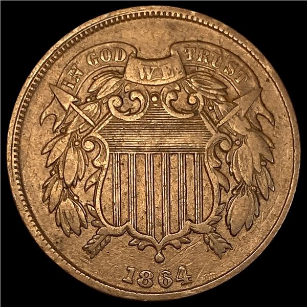 1864 Bronze Two-Cent Piece NEARLY UNCIRCULATED