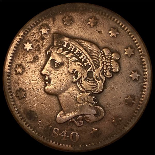 1840 Braided Hair Large Cent NEARLY UNCIRCULATED