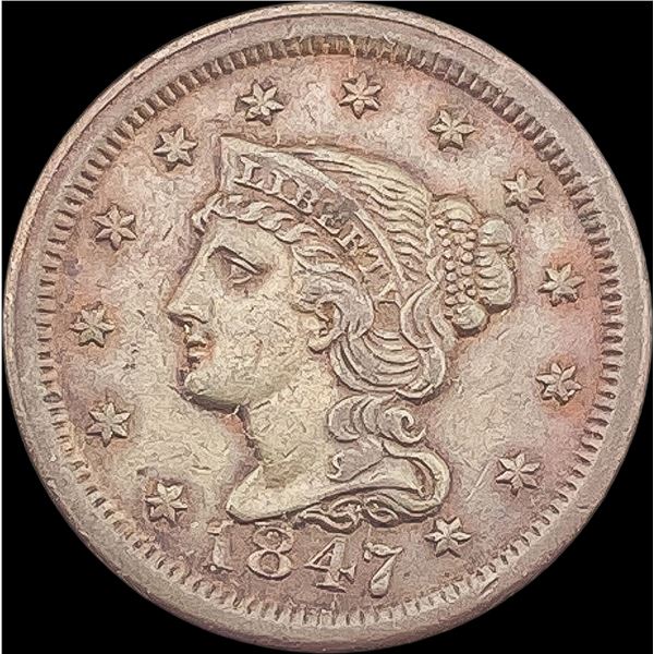 1847 Braided Hair Large Cent NEARLY UNCIRCULATED