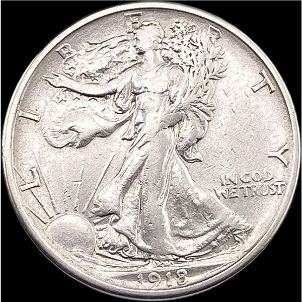 1918-S Silver Walking Liberty Half Dollar NEARLY UNCIRCULATED