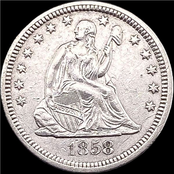 1858 Seated Liberty Quarter NEARLY UNCIRCULATED