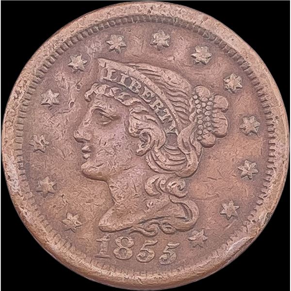 1855 Braided Hair Large Cent NEARLY UNCIRCULATED