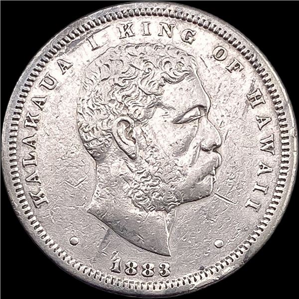 1883 Silver 1/2 Dollar Hawaii Hapalua NEARLY UNCIRCULATED