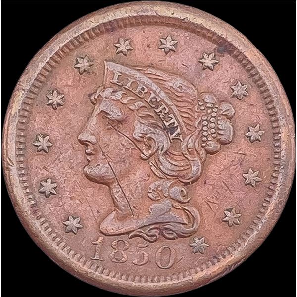 1850 Braided Hair Large Cent NEARLY UNCIRCULATED