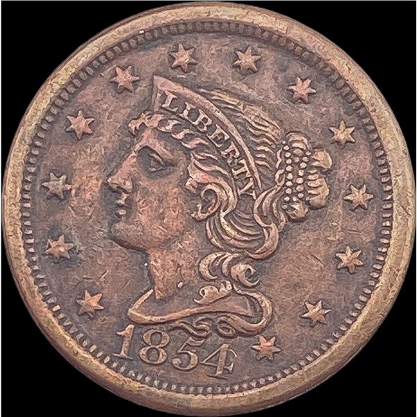 1854 Braided Hair Large Cent NEARLY UNCIRCULATED