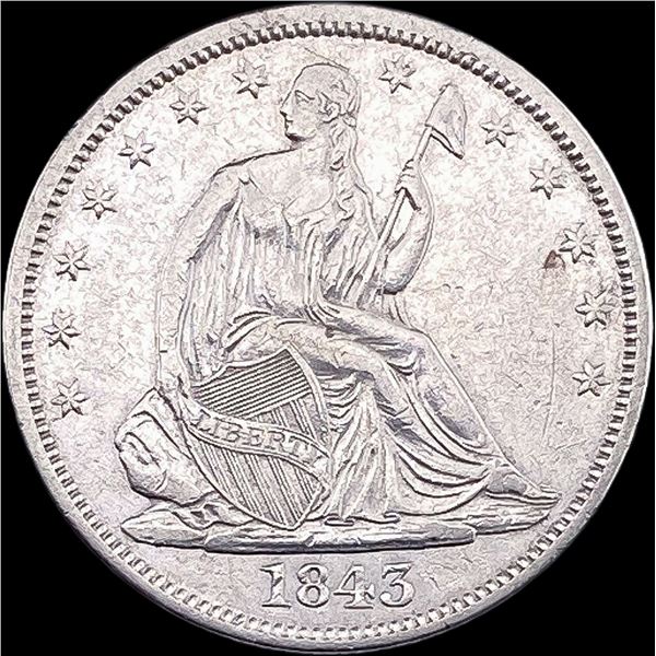1843 Silver Half Dollar (Seated Liberty) NEARLY UNCIRCULATED