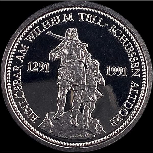 1986 Platinum 1 oz Swiss Shooting Thaler CHOICE PROOF