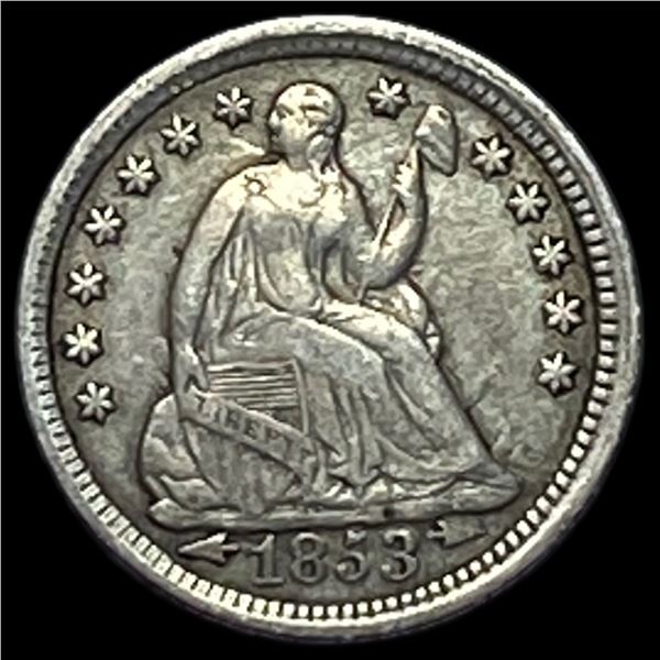 1853 Arrows Seated Liberty Half Dime NEARLY UNCIRCULATED