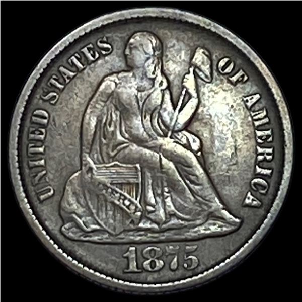 1875-CC Silver Seated Liberty Dime LIGHTLY CIRCULATED
