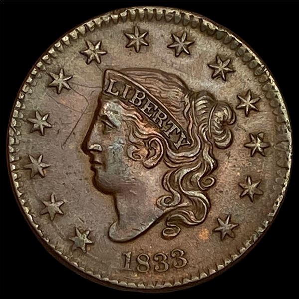 1833 Coronet Head Large Cent CLOSELY UNCIRCULATED