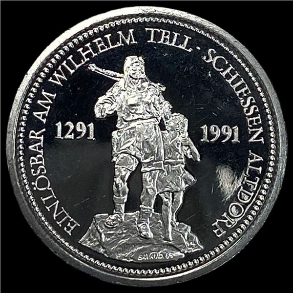 1986 Platinum 1 oz Swiss Shooting Thaler CHOICE PROOF