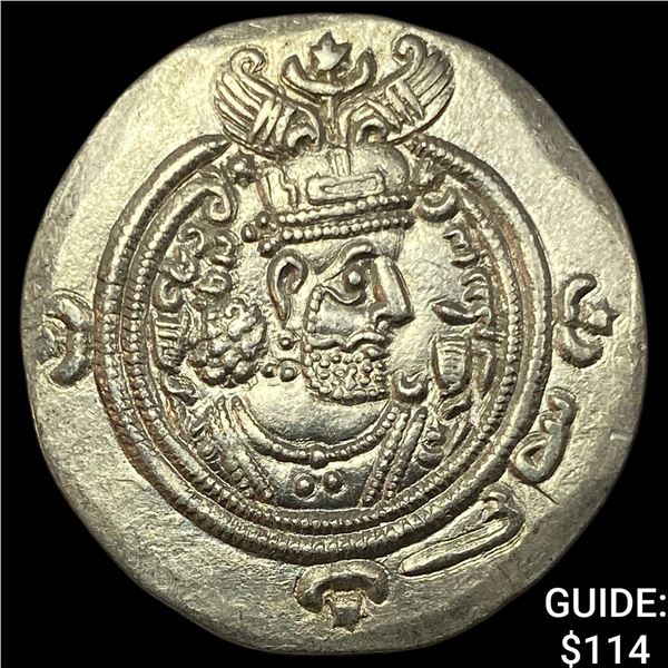 Sasanian Khosrow II 590-628 AD Silver Drachm UNCIRCULATED