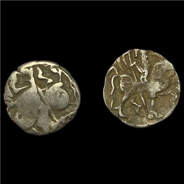 [2 Coins] 700-1000 AD India Rajput SIlver Jital NEARLY UNCIRCULATED