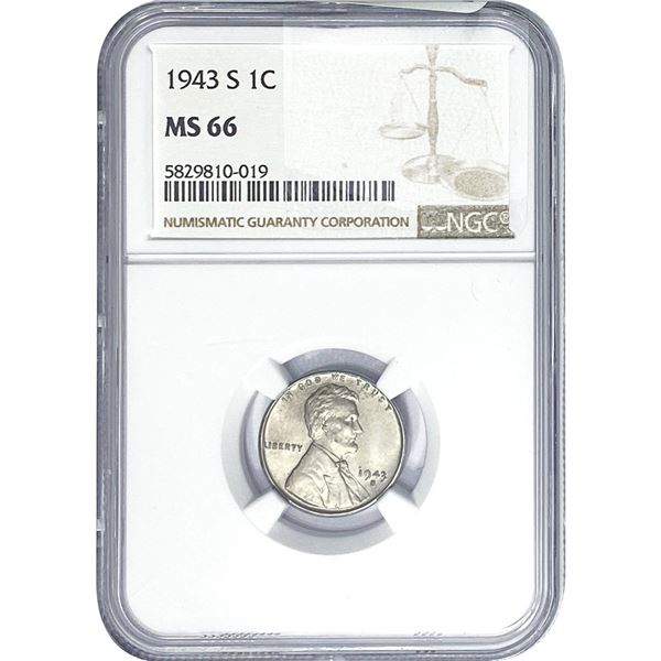 1943-S Wheat Cent NGC MS66