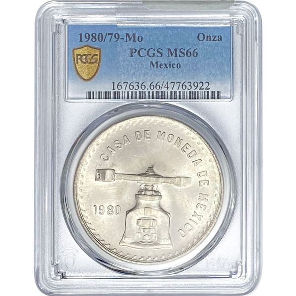 1980/79-Mo Mexico 1 Onza 1oz Silver PCGS MS66