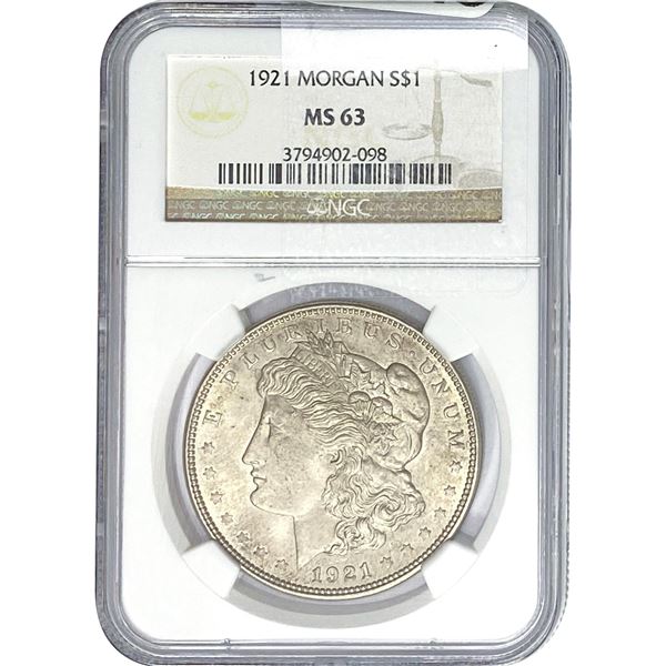 1921 Morgan Silver Dollar NGC MS63