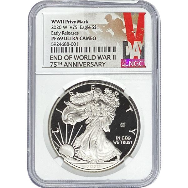 2020-W WWII V75 American Silver Eagle Ultra Cameo NGC PF69