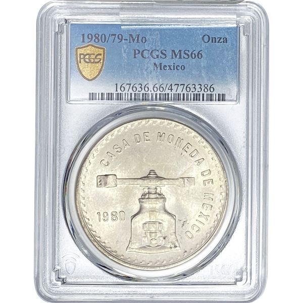 1980/79-Mo Mexico 1 Onza 1oz Silver PCGS MS66