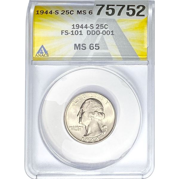 1944-S Washington Silver Quarter  MS65 FS101 DDO