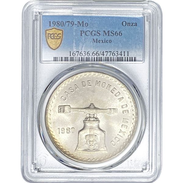 1980/79-Mo Mexico 1 Onza 1oz Silver PCGS MS66