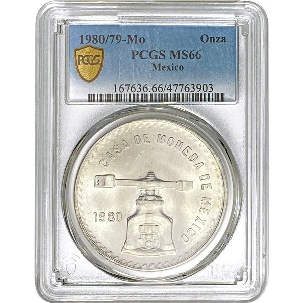 1980/79-Mo Mexico 1 Onza 1oz Silver PCGS MS66