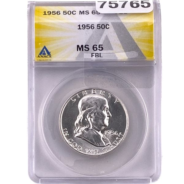 1956 Franklin Half Dollar ANACS MS65 FBL