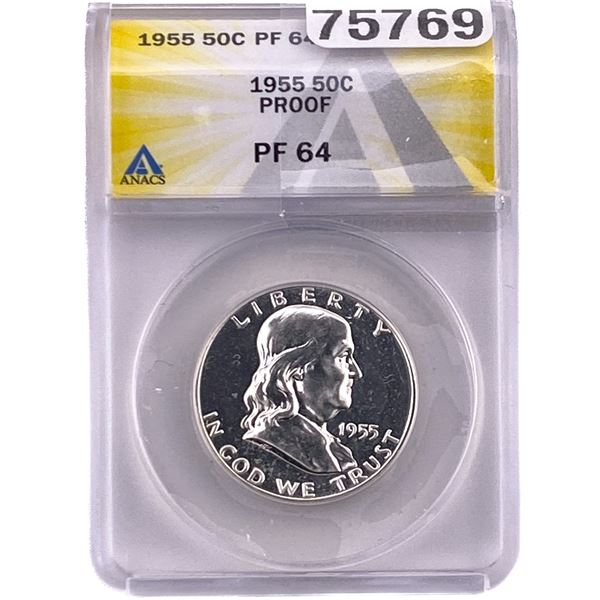 1955 Franklin Half Dollar ANACS PF64