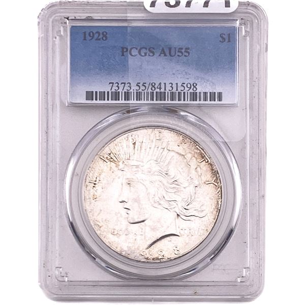 1928 Silver Peace Dollar PCGS AU55