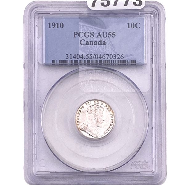 1910 10C Canada Dime PCGS AU55