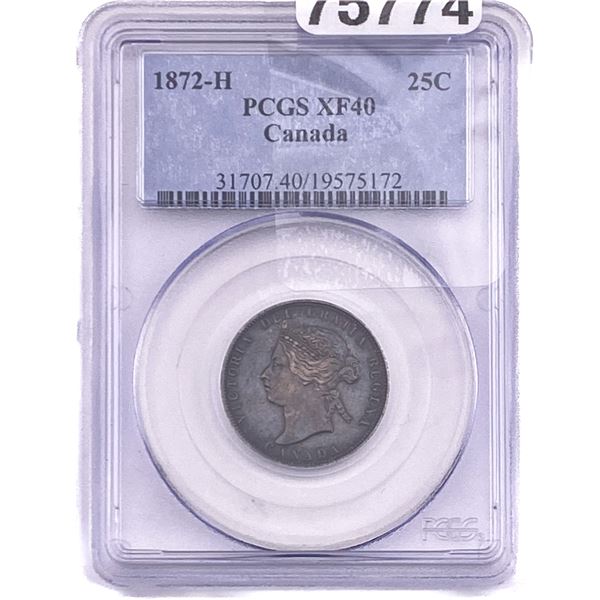 1872-H 25C Canada Quater PCGS XF40