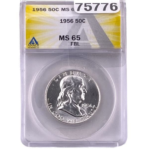 1956 Franklin Half Dollar ANACS MS65 FBL