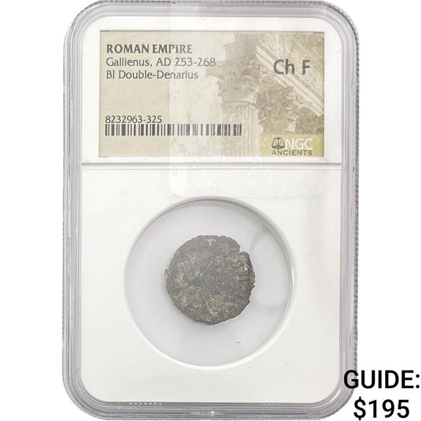 Roman Gallienus, AD 253-268 BI Double-Denarius NGC Ch F