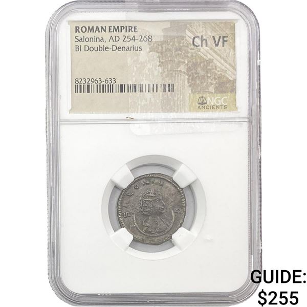 Roman Salonina, AD 254-268 BI Double-Denarius NGC ChVF