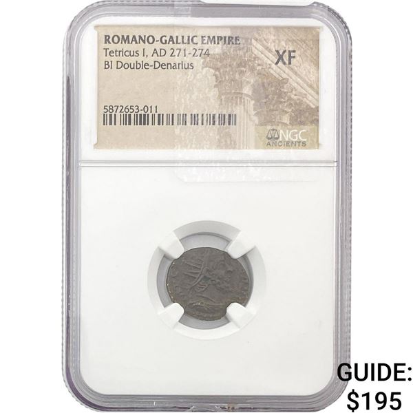 Romano-Gallic Tetricus I, AD 271-274 BI Double-Denarius  NGC XF