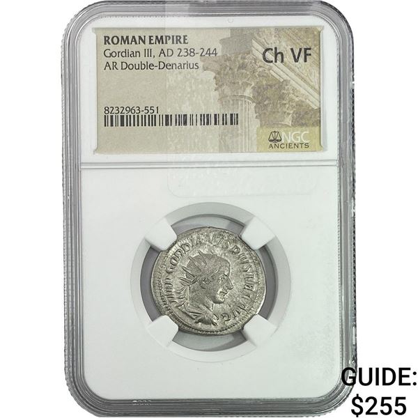 Roman Gordian III, AD 238-244 AR Double-Denarius NGC ChVF