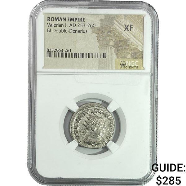 Roman Valerian I, AD 253-260 BI Double-Denarius NGC XF