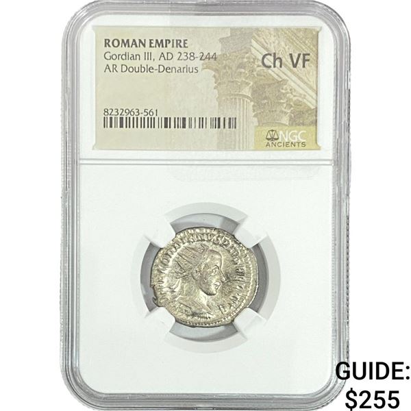 Roman Gordian III, AD 238-244 AR Double-Denarius NGC ChVF
