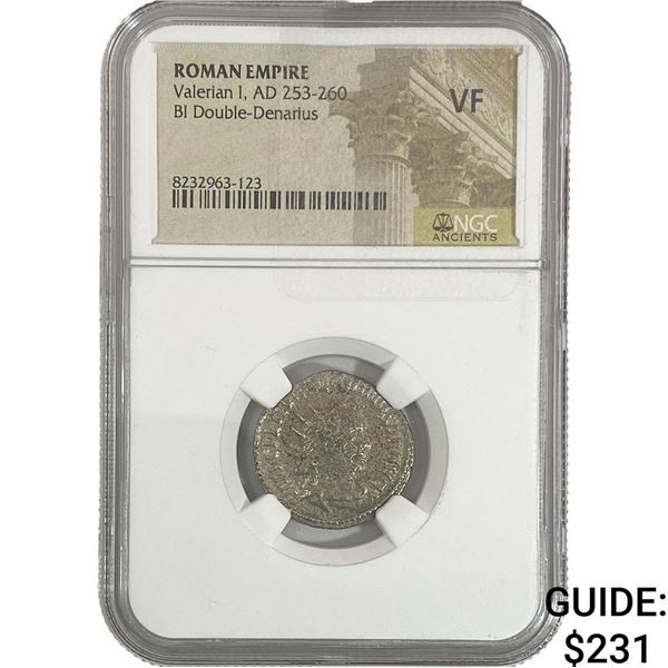 Roman Valerian I, AD 253-260 BI Double-Denarius NGC VF