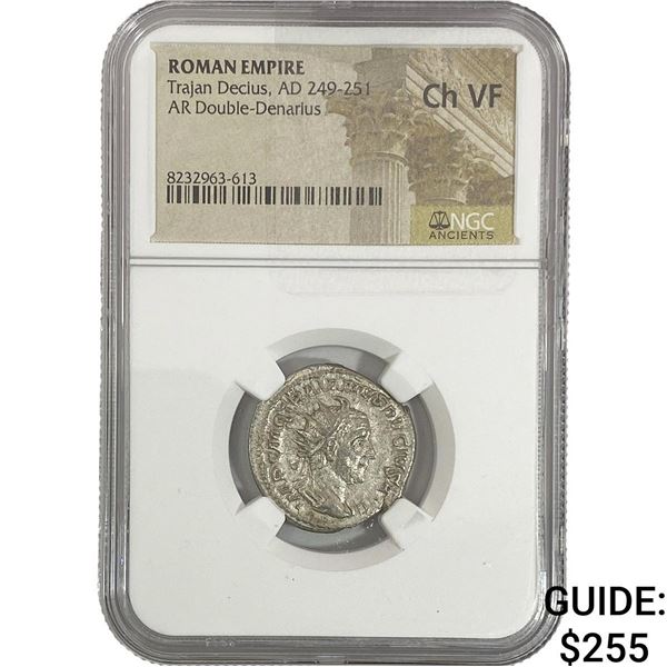Roman Trajan Decius, AD 249-251 AR Double-Denarius NGC Ch VF