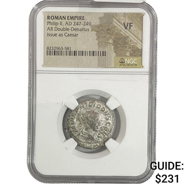 Roman Philip II, AD 247-249 AR Double-Denarius NGC VF